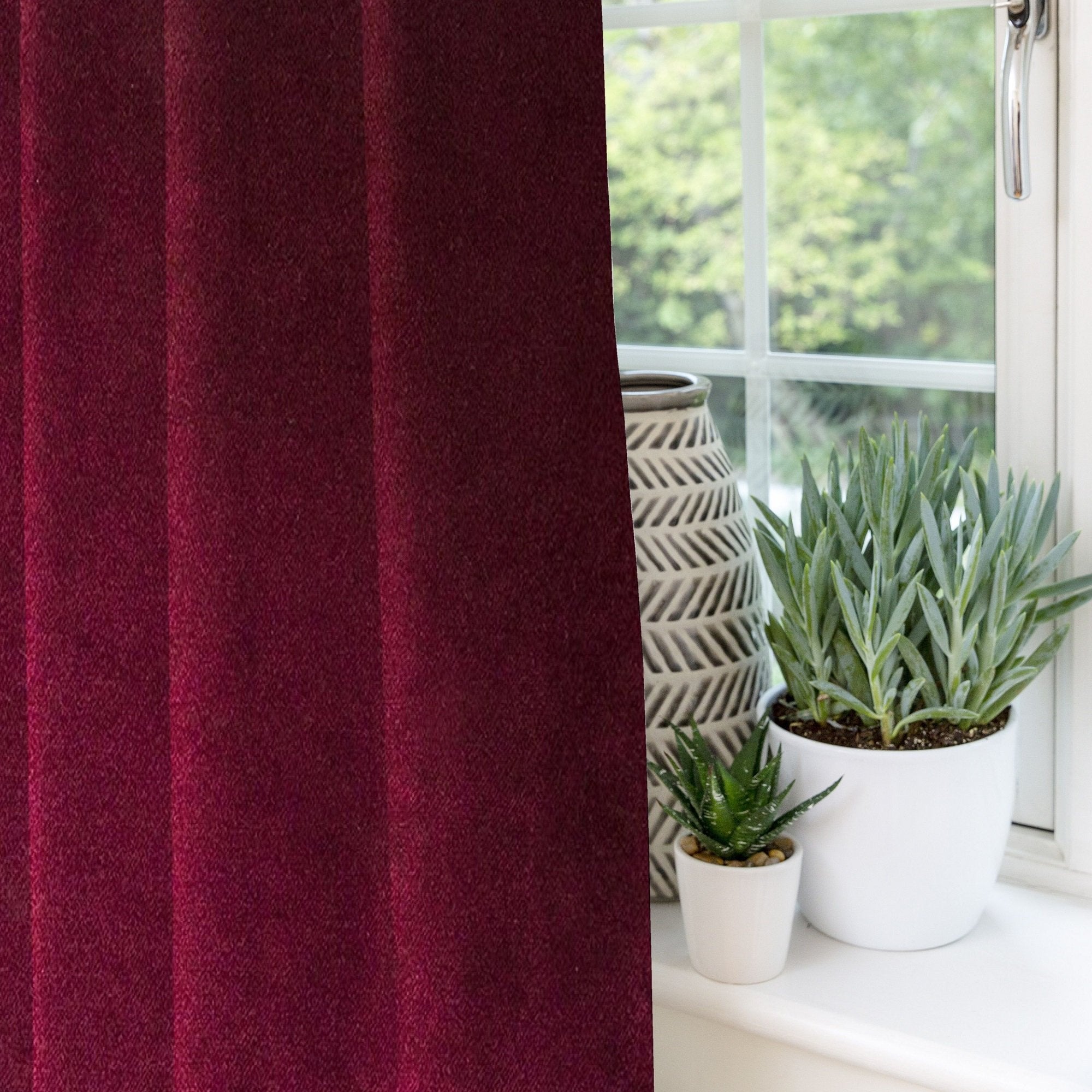 McAlister Textiles Matt Wine Red Velvet Curtains Tailored Curtains 