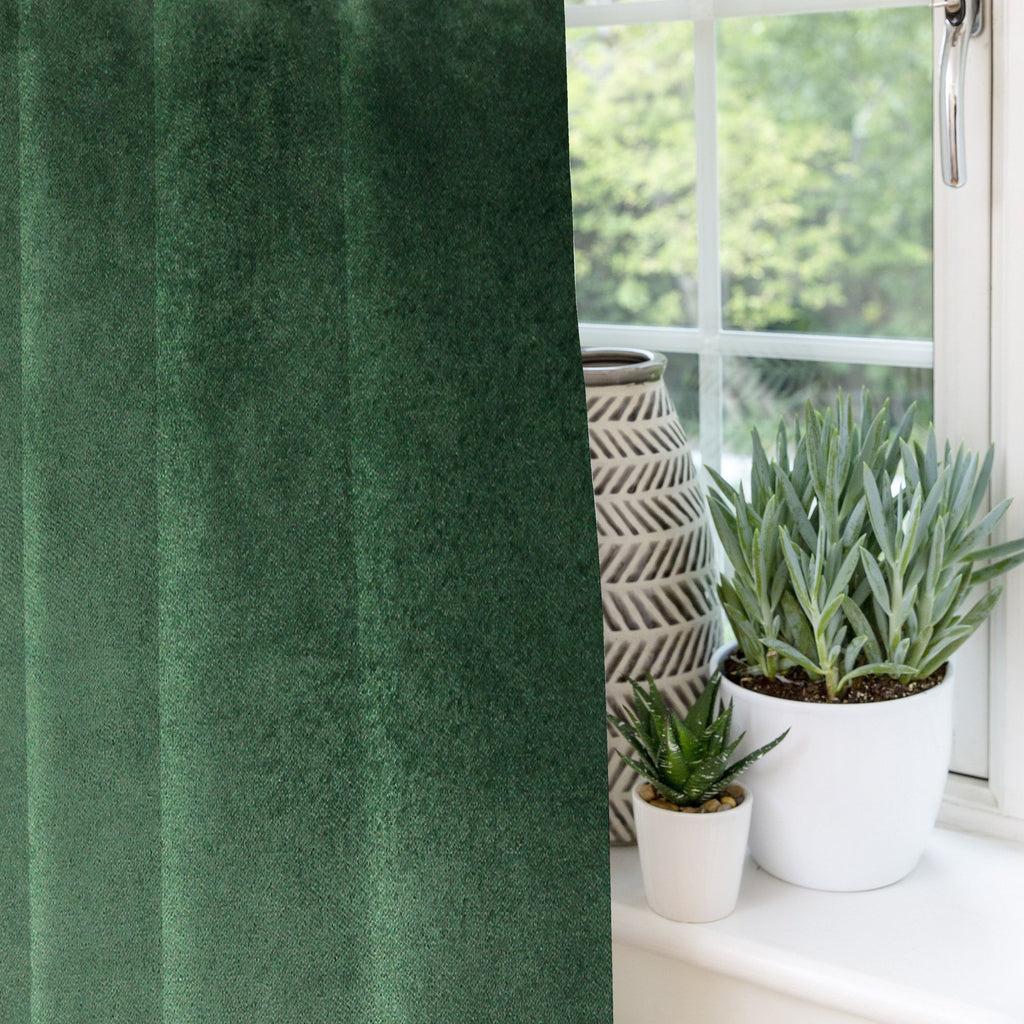 McAlister Textiles Matt Moss Green Velvet Curtains Tailored Curtains 