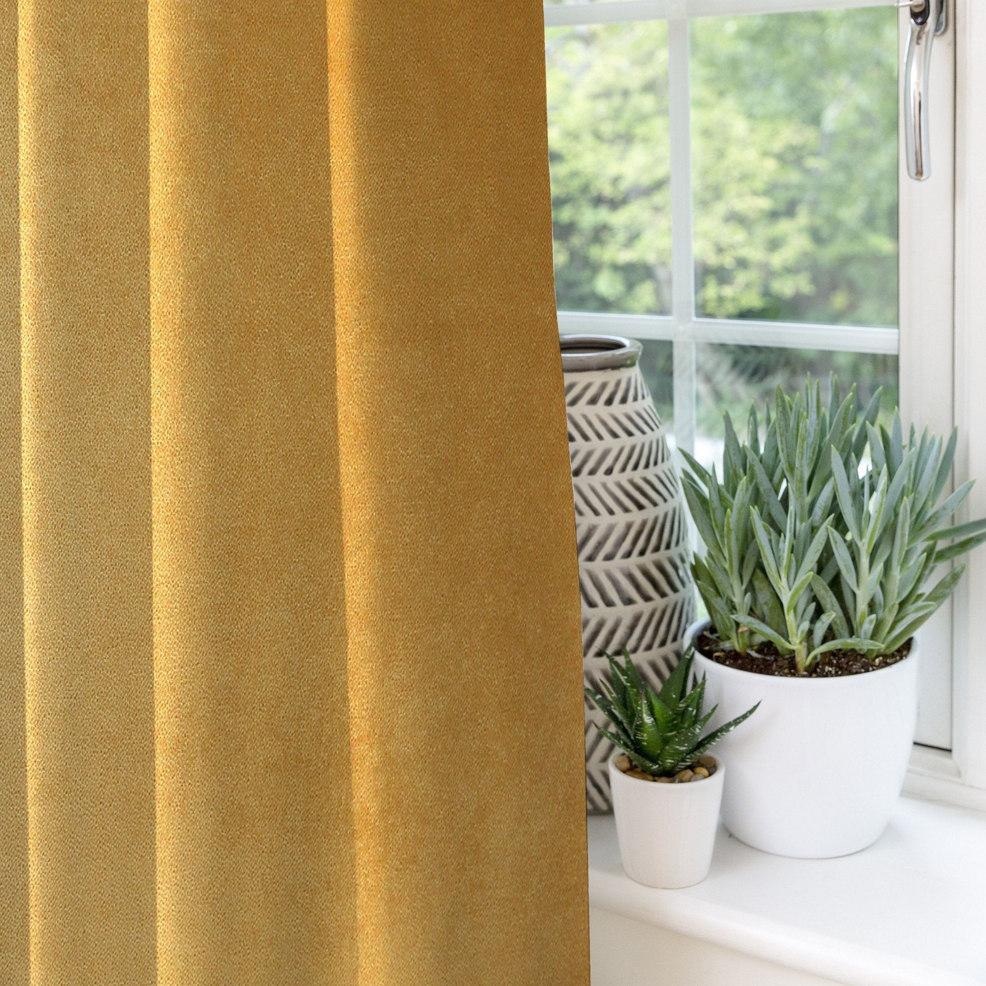McAlister Textiles Matt Ochre Yellow Velvet Curtains Tailored Curtains 