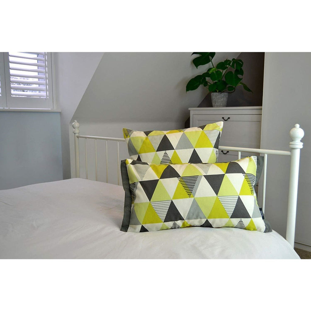 McAlister Textiles Vita Cotton Print Ochre Yellow Cushion Cushions and Covers 