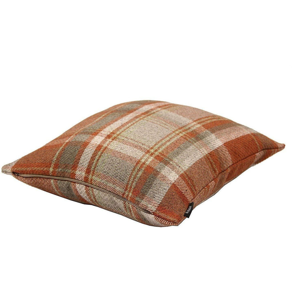 McAlister Textiles Heritage Burnt Orange + Grey Tartan 43cm x 43cm Cushion Sets Cushions and Covers 