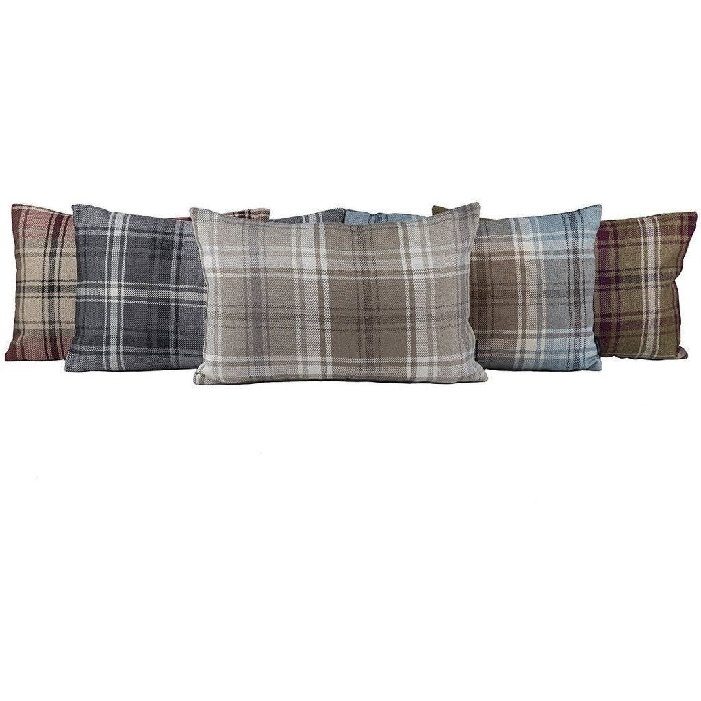 McAlister Textiles Angus Purple + Green Tartan Cushion Cushions and Covers 