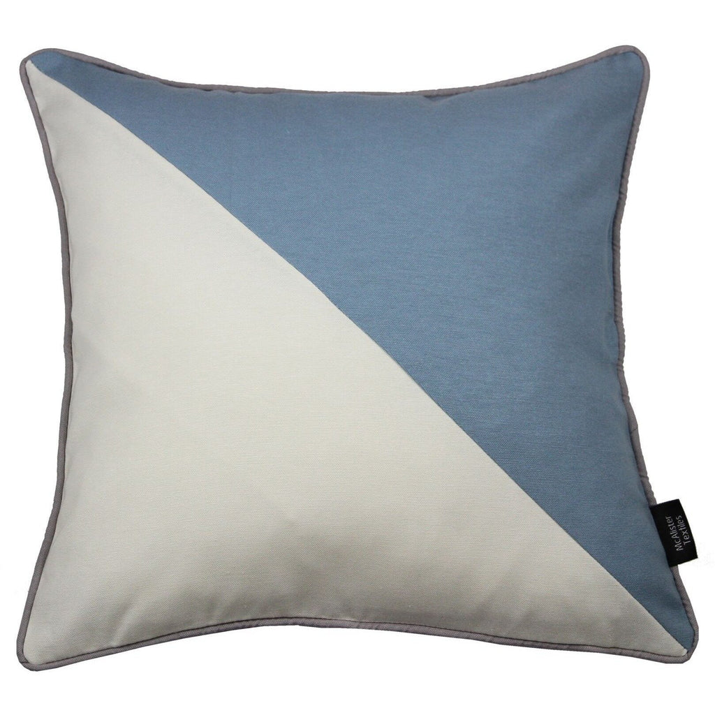 McAlister Textiles Panama Patchwork Blue + Natural Cushion Cushions and Covers Cover Only 43cm x 43cm 