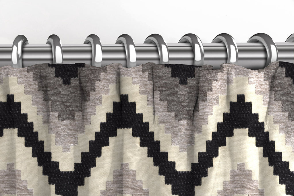 Navajo Black + Grey Striped Curtains
