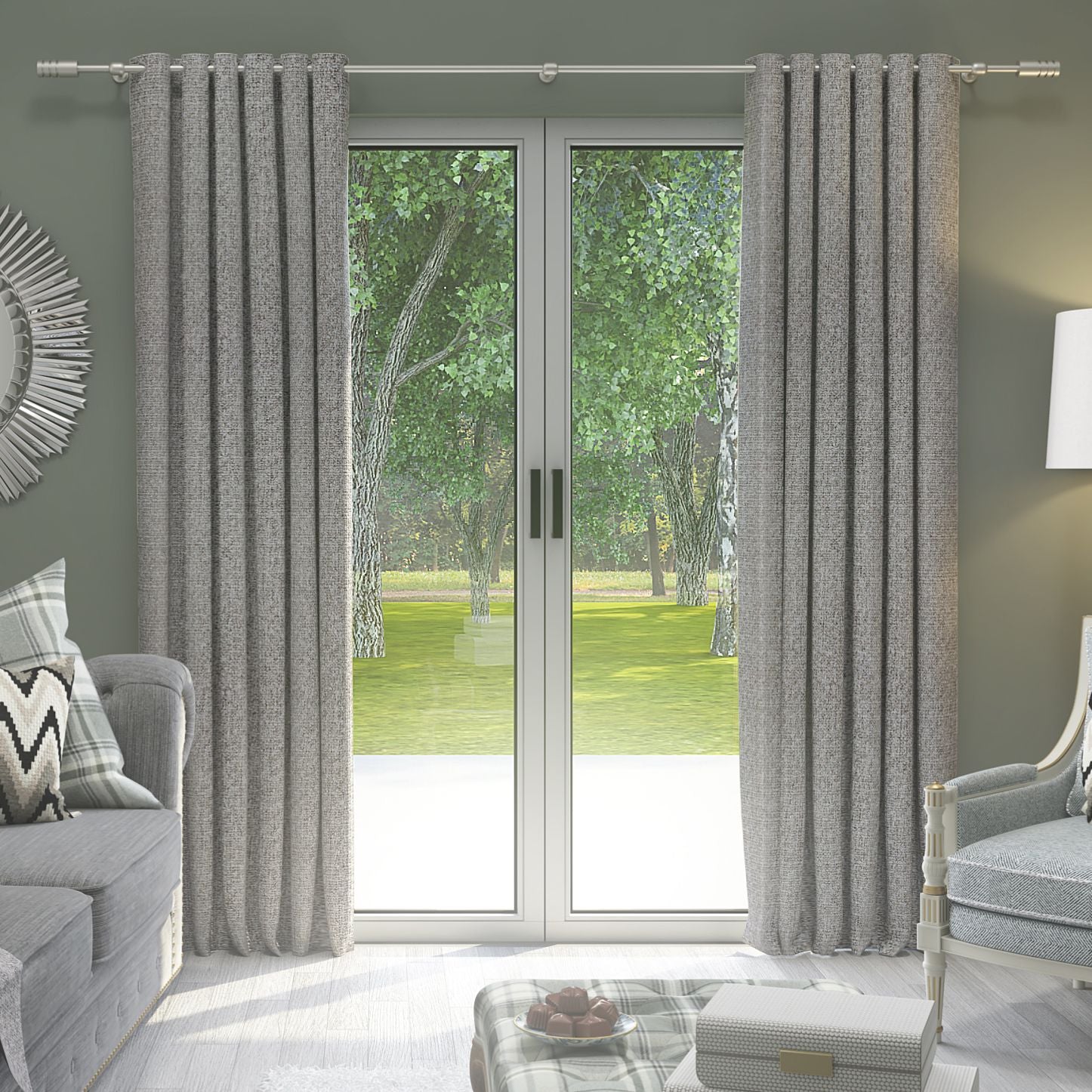 Highlands Textured Plain Charcoal Grey Curtains