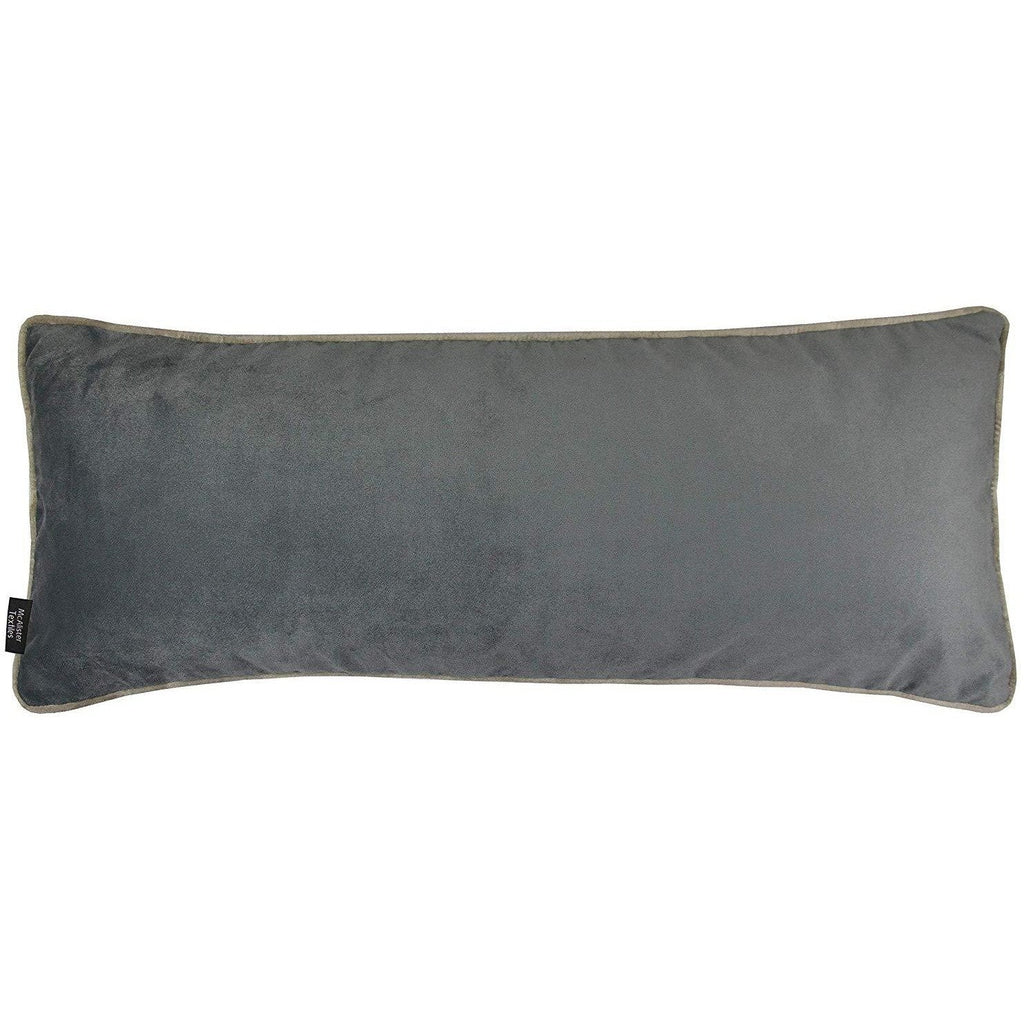 McAlister Textiles Deluxe Velvet Large Charcoal Grey Bed Pillow Large Boudoir Cushions 