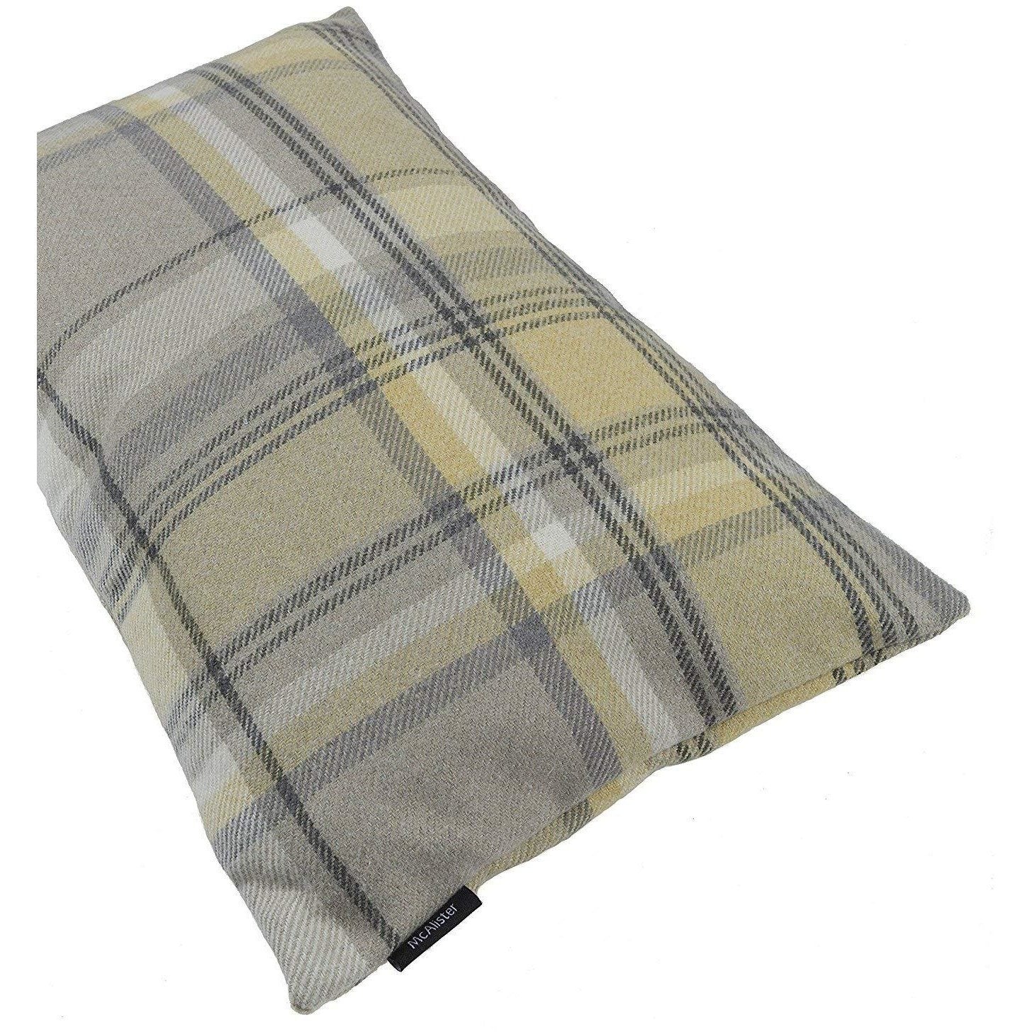 McAlister Textiles Heritage Yellow + Grey Tartan Cushion Cushions and Covers 
