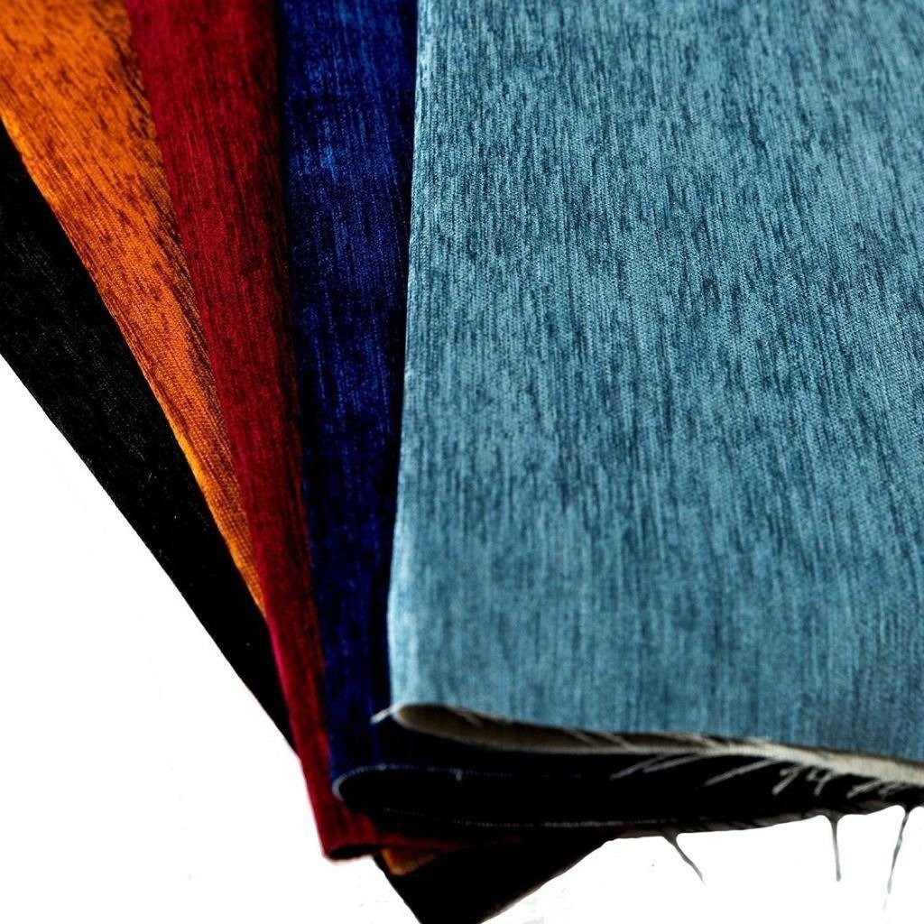 McAlister Textiles Plain Chenille Navy Blue Fabric Fabrics 