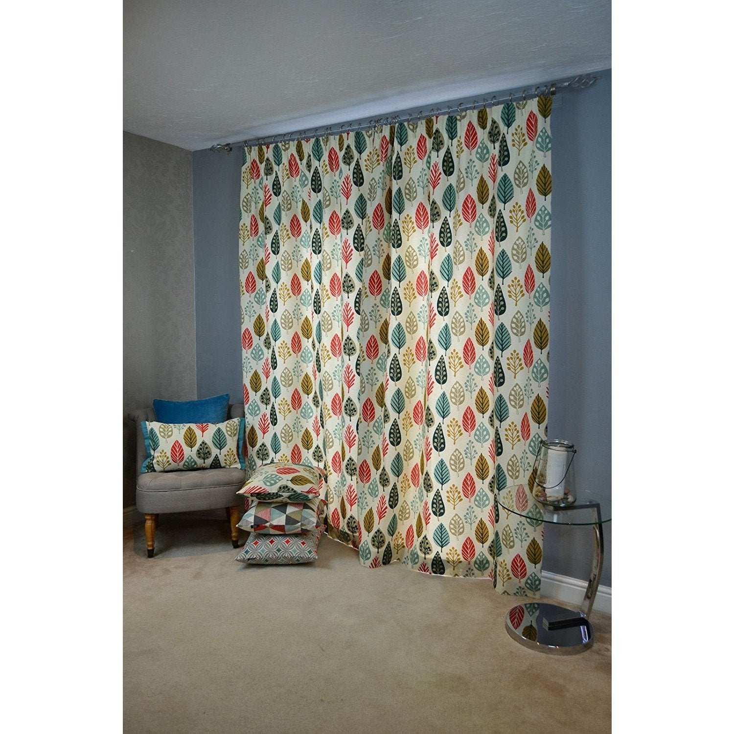 McAlister Textiles Magda Cotton Print Burnt Orange Curtains Tailored Curtains 