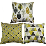 Load image into Gallery viewer, McAlister Textiles Geometric Ochre Yellow 43cm x 43cm Cushion Set of 3 Cushions and Covers Cover Only 
