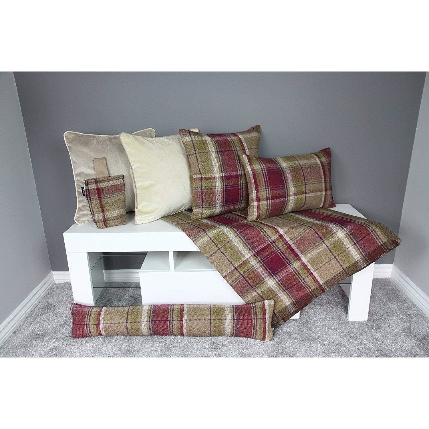 McAlister Textiles Heritage Purple + Green Tartan 43cm x 43cm Cushion Sets Cushions and Covers 