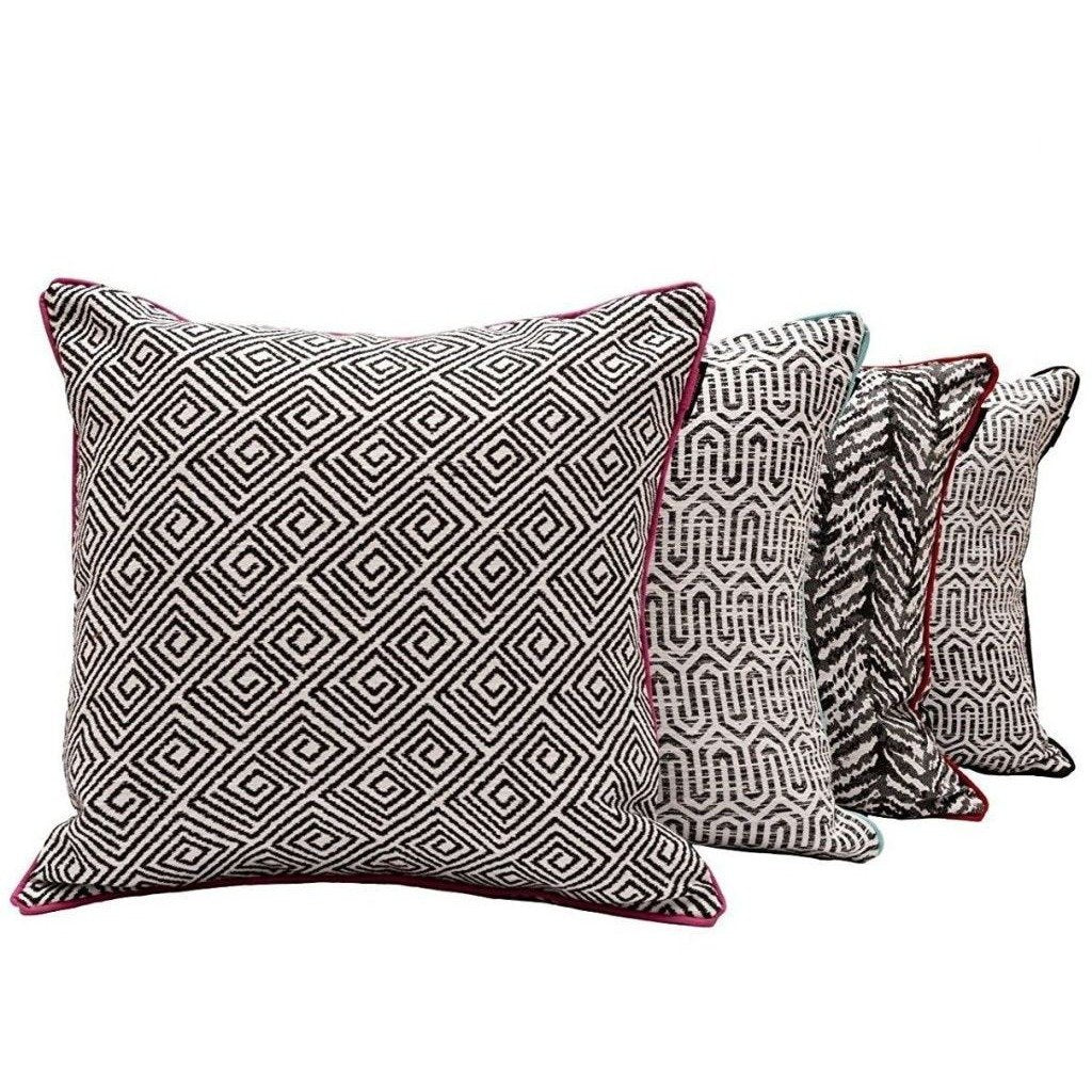 McAlister Textiles Herringbone Twill Black + White Cushion Cushions and Covers