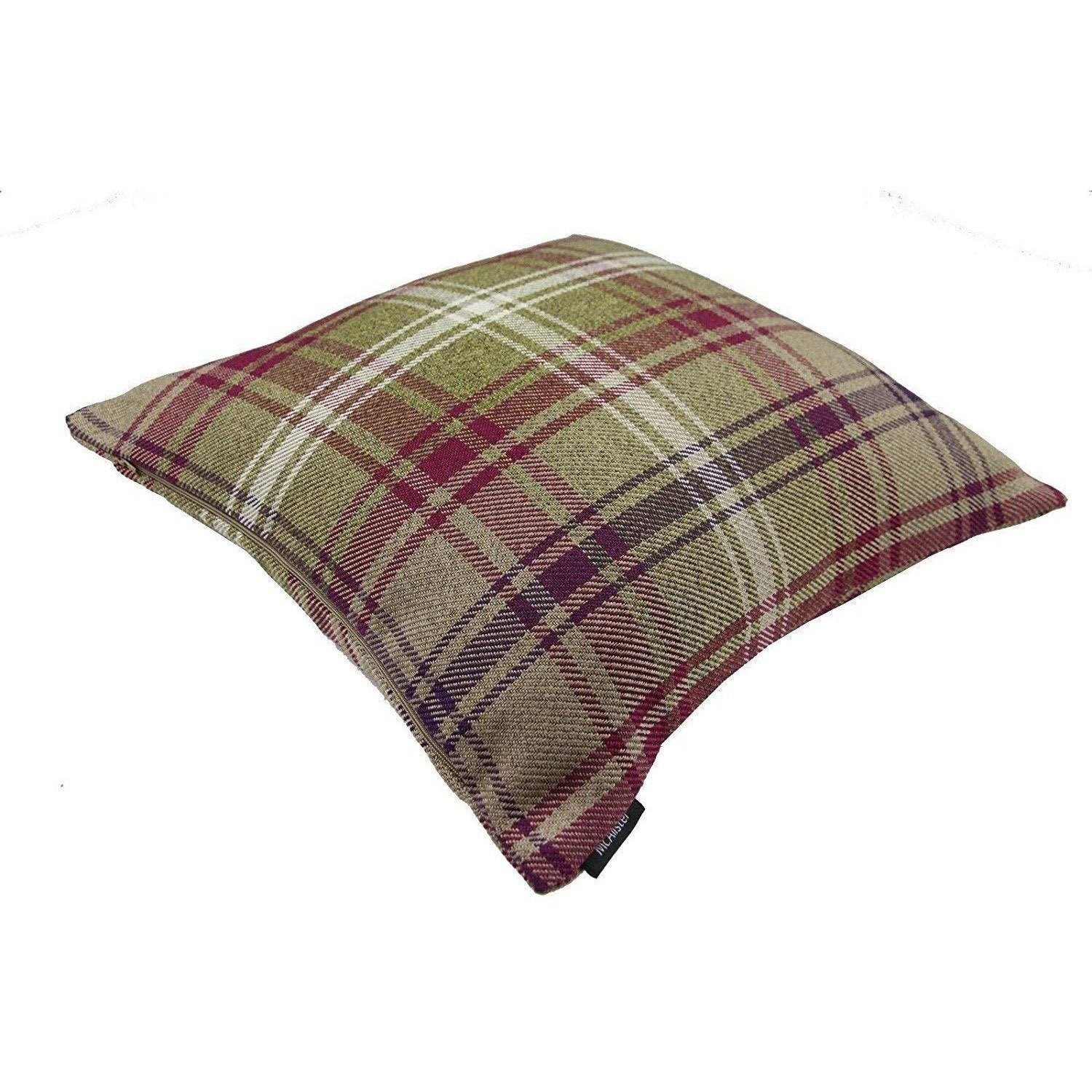 McAlister Textiles Angus Purple + Green Tartan 43cm x 43cm Cushion Sets Cushions and Covers 