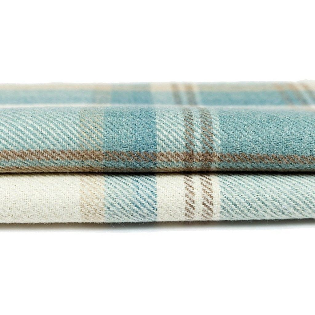 McAlister Textiles Heritage Tartan Duck Egg Blue Curtain Fabric Fabrics 