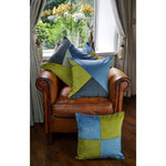 Load image into Gallery viewer, McAlister Textiles Patchwork Velvet Green, Blue + Grey Cushion Set Cushions and Covers 
