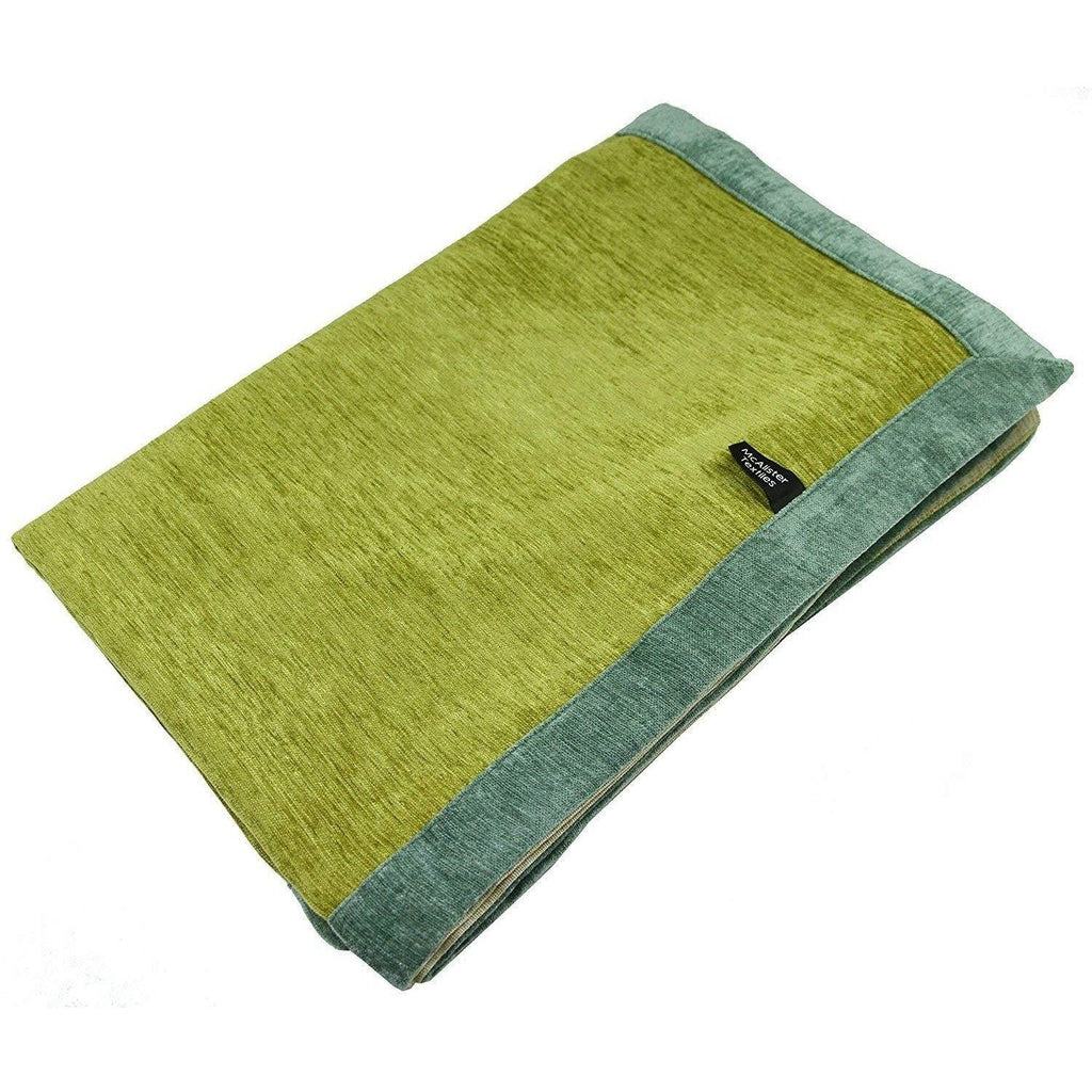 McAlister Textiles Alston Chenille Green + Duck Egg Blue Throws & Runners Throws and Runners Regular (130cm x 200cm) 
