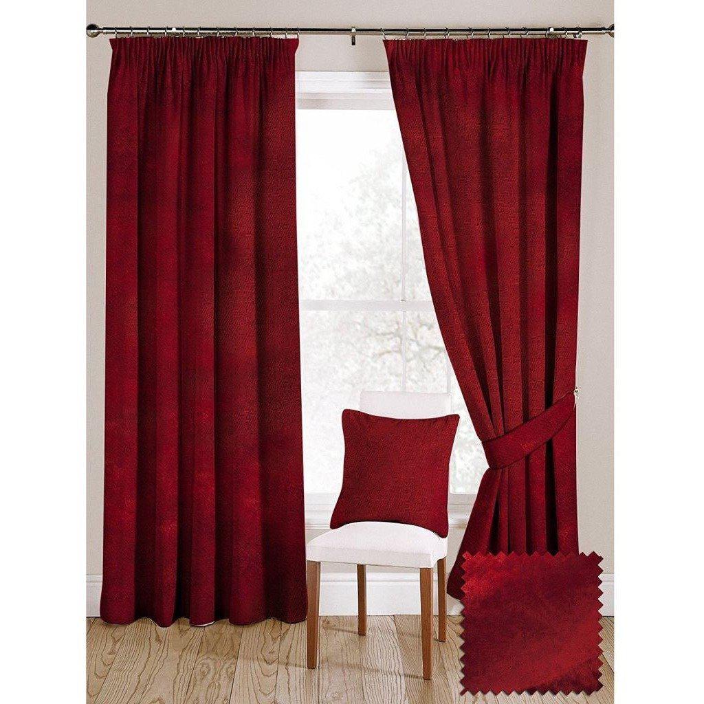 McAlister Textiles Wine Red Crushed Velvet Curtains Tailored Curtains 116cm(w) x 182cm(d) (46" x 72") 