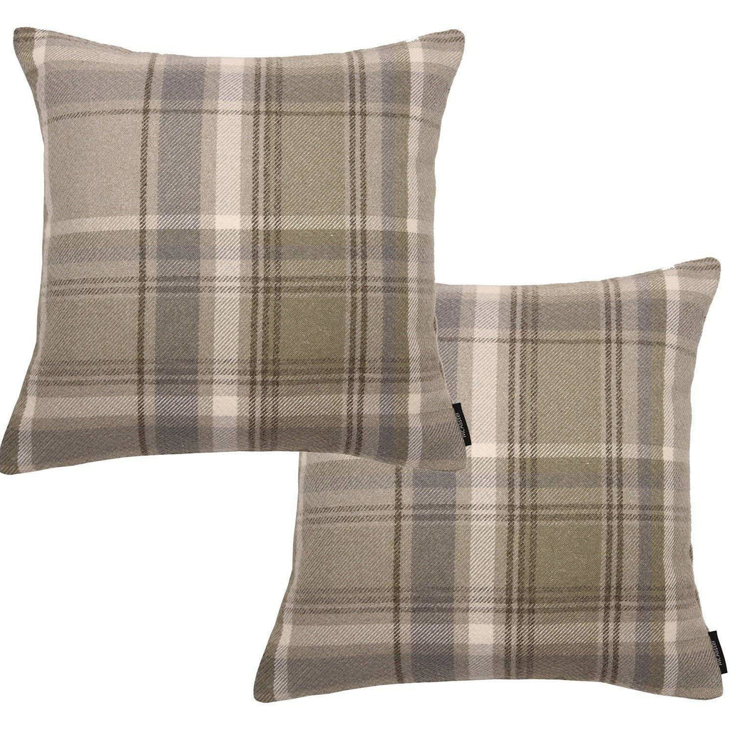 McAlister Textiles Heritage Beige Cream Tartan 43cm x 43cm Cushion Sets Cushions and Covers Cushion Covers Set of 2 