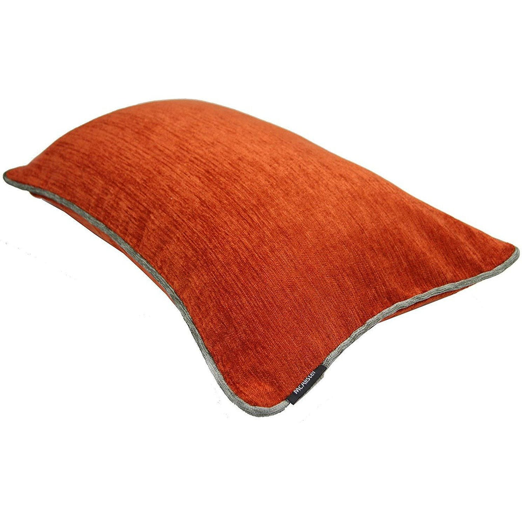 McAlister Textiles Alston Chenille Burnt Orange + Grey Cushion Cushions and Covers 