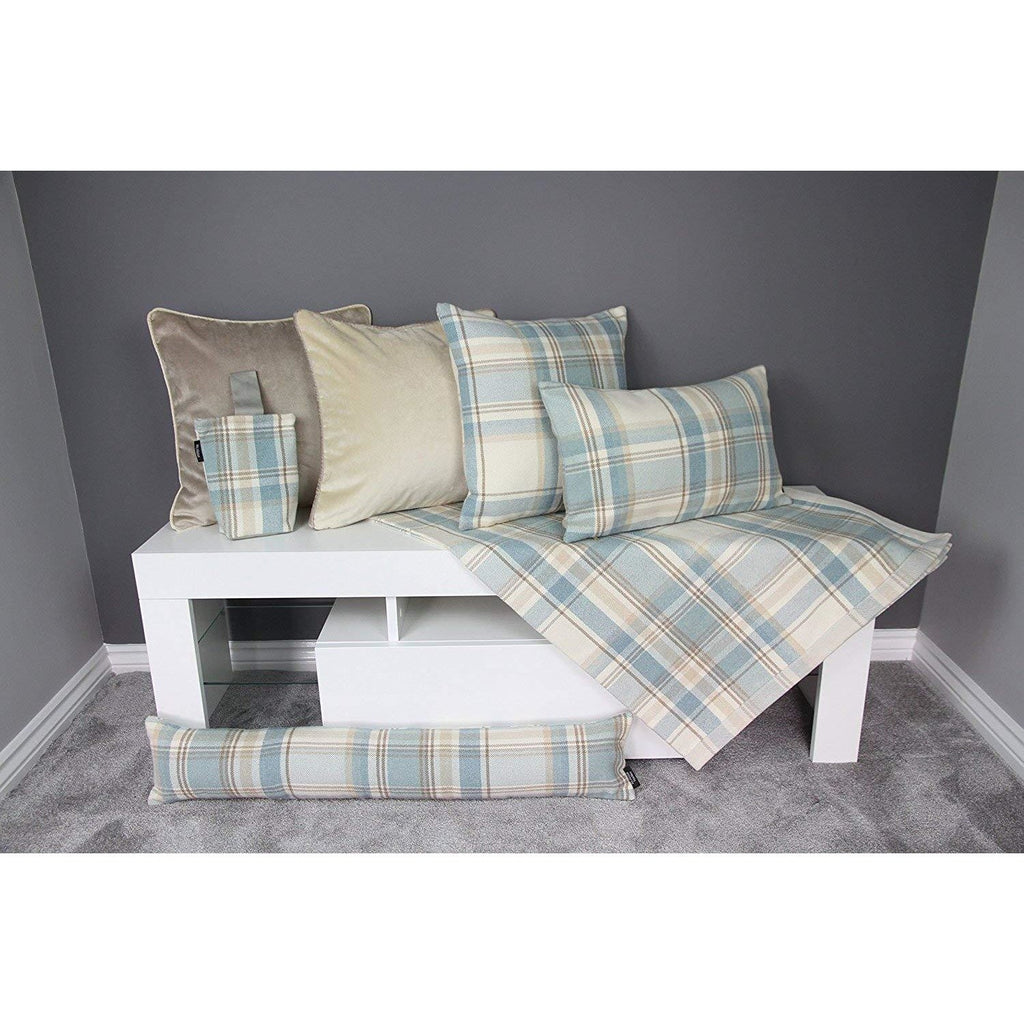 McAlister Textiles Heritage Duck Egg Blue Tartan Home Decor Design Set 