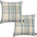 Load image into Gallery viewer, McAlister Textiles Heritage Duck Egg Blue Tartan 43cm x 43cm Cushion Sets Cushions and Covers Cushion Covers Set of 2 
