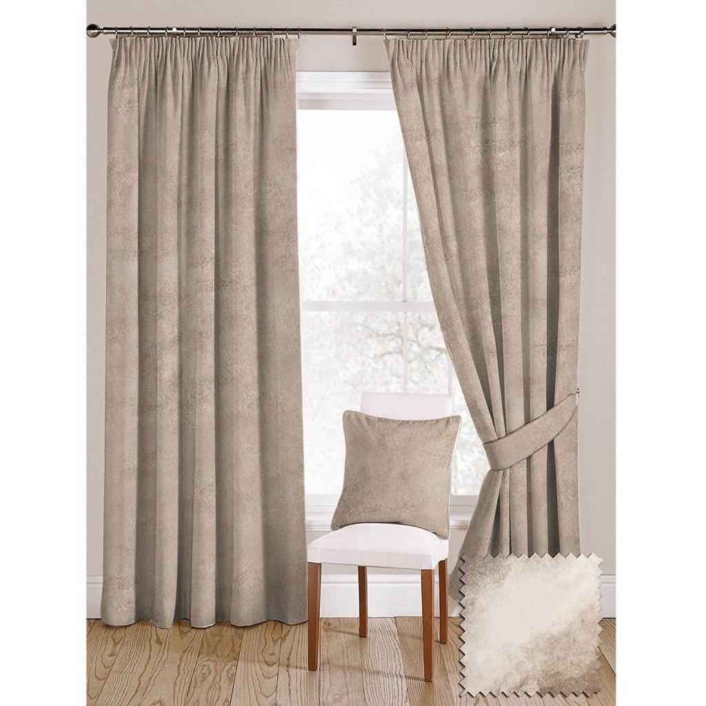 McAlister Textiles Beige Mink Crushed Velvet Curtains Tailored Curtains 116cm(w) x 182cm(d) (46" x 72") 