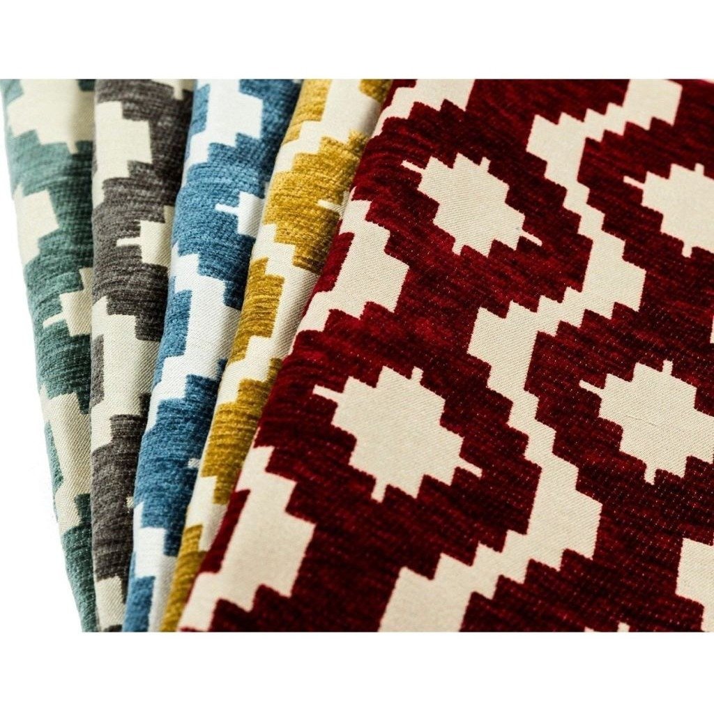 McAlister Textiles Arizona Geometric Wedgewood Blue Curtains Tailored Curtains 