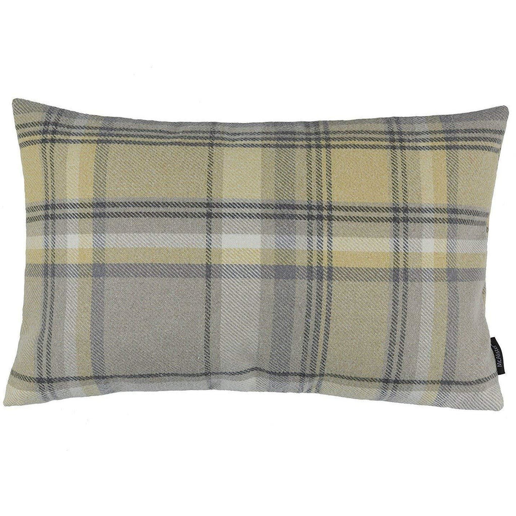 McAlister Textiles Heritage Yellow + Grey Tartan Cushion Cushions and Covers Cover Only 50cm x 30cm 