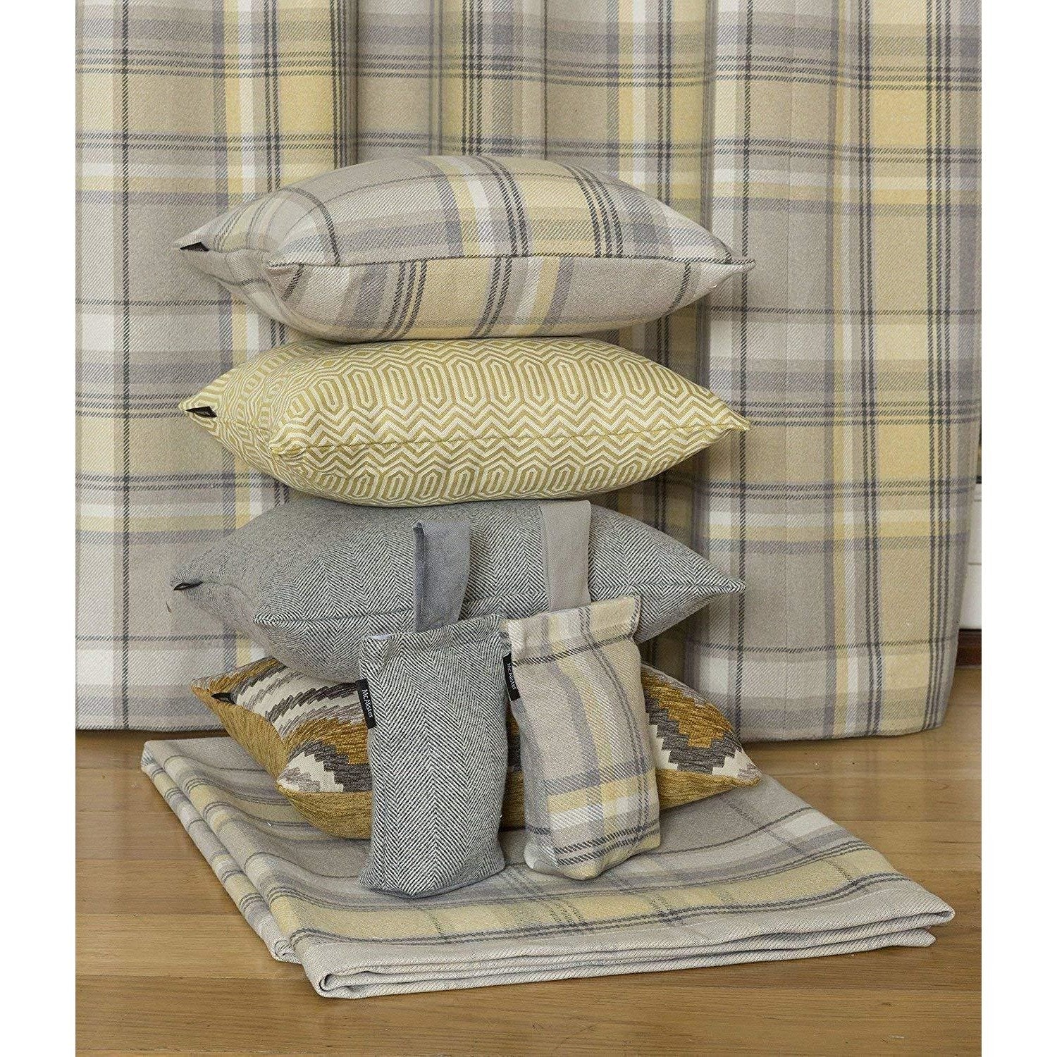 McAlister Textiles Heritage Yellow + Grey Tartan Home Decor Design Set 