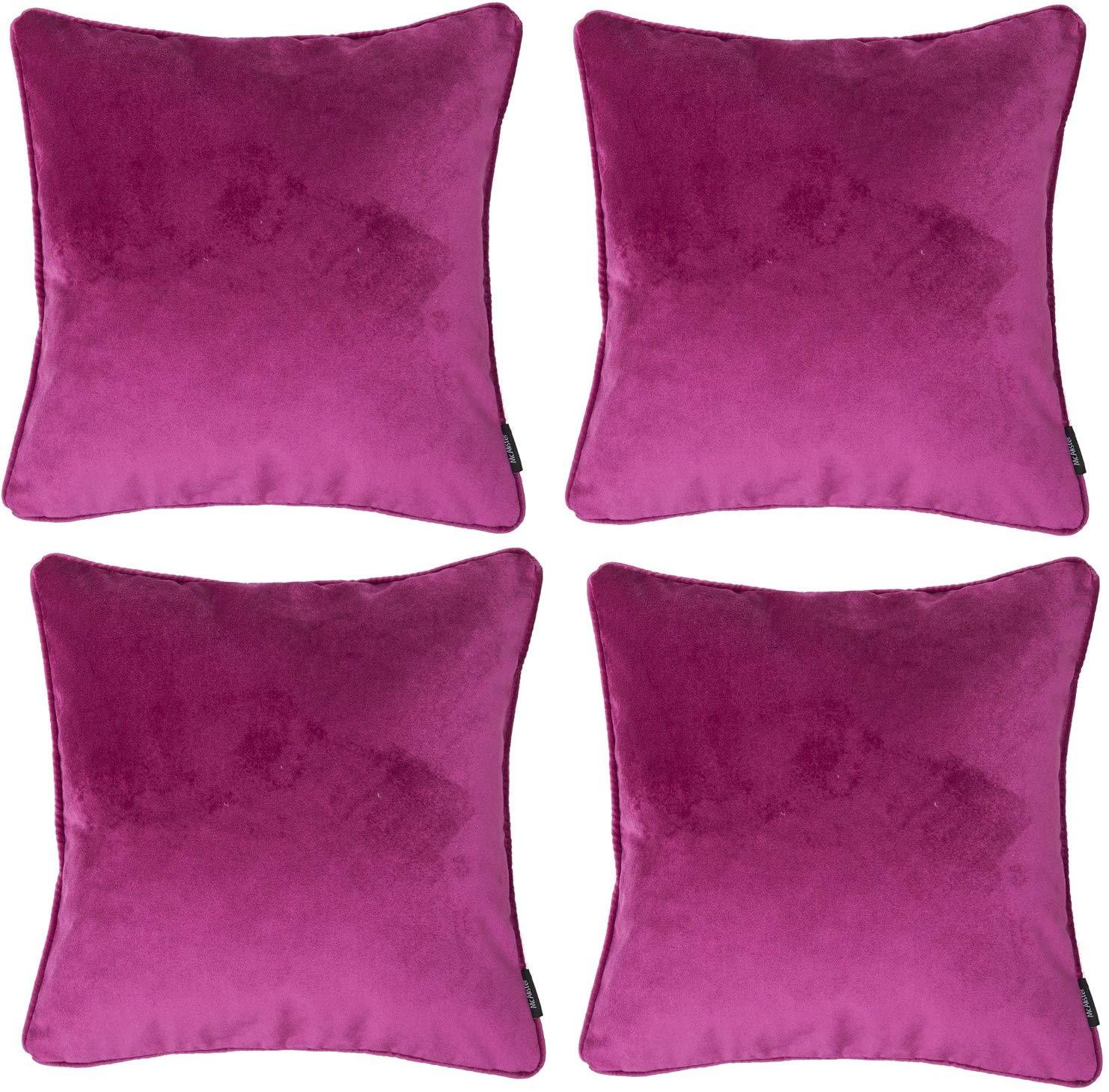 McAlister Textiles Matt Fuchsia Pink Velvet 43cm x 43cm Cushion Sets Cushions and Covers Cushion Covers Set of 4 
