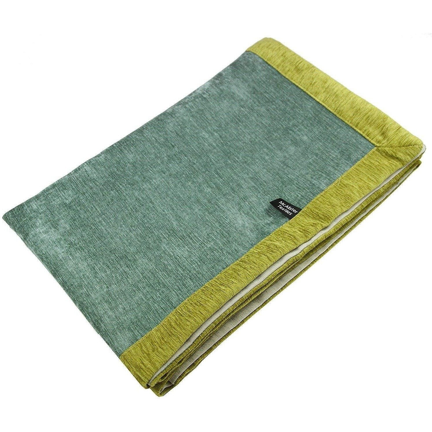McAlister Textiles Alston Chenille Duck Egg Blue + Green Throws & Runners Throws and Runners Regular (130cm x 200cm) 