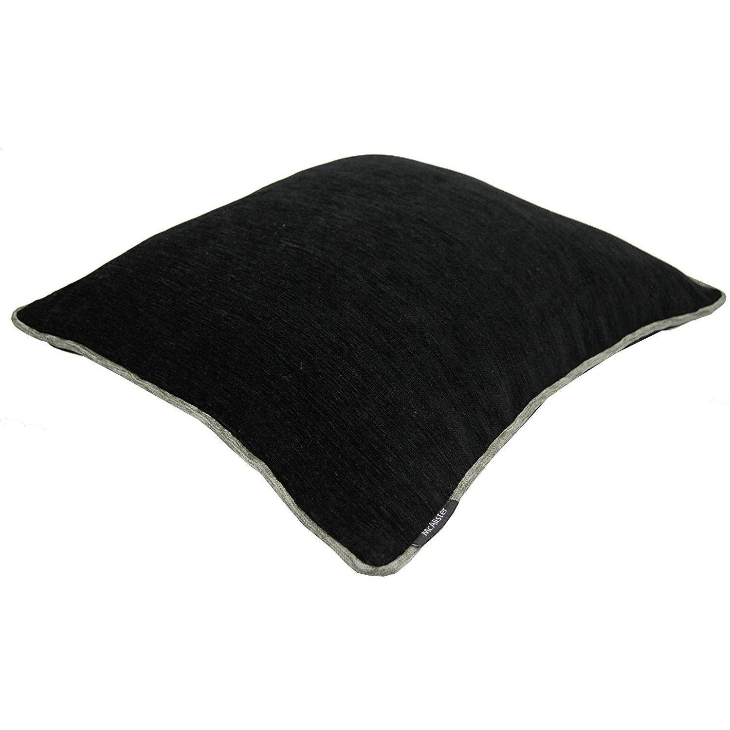McAlister Textiles Alston Chenille Black + Grey Cushion Cushions and Covers 