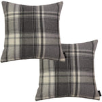 Load image into Gallery viewer, McAlister Textiles Heritage Charcoal Grey Tartan 43cm x 43cm Cushion Sets Cushions and Covers Cushion Covers Set of 2 
