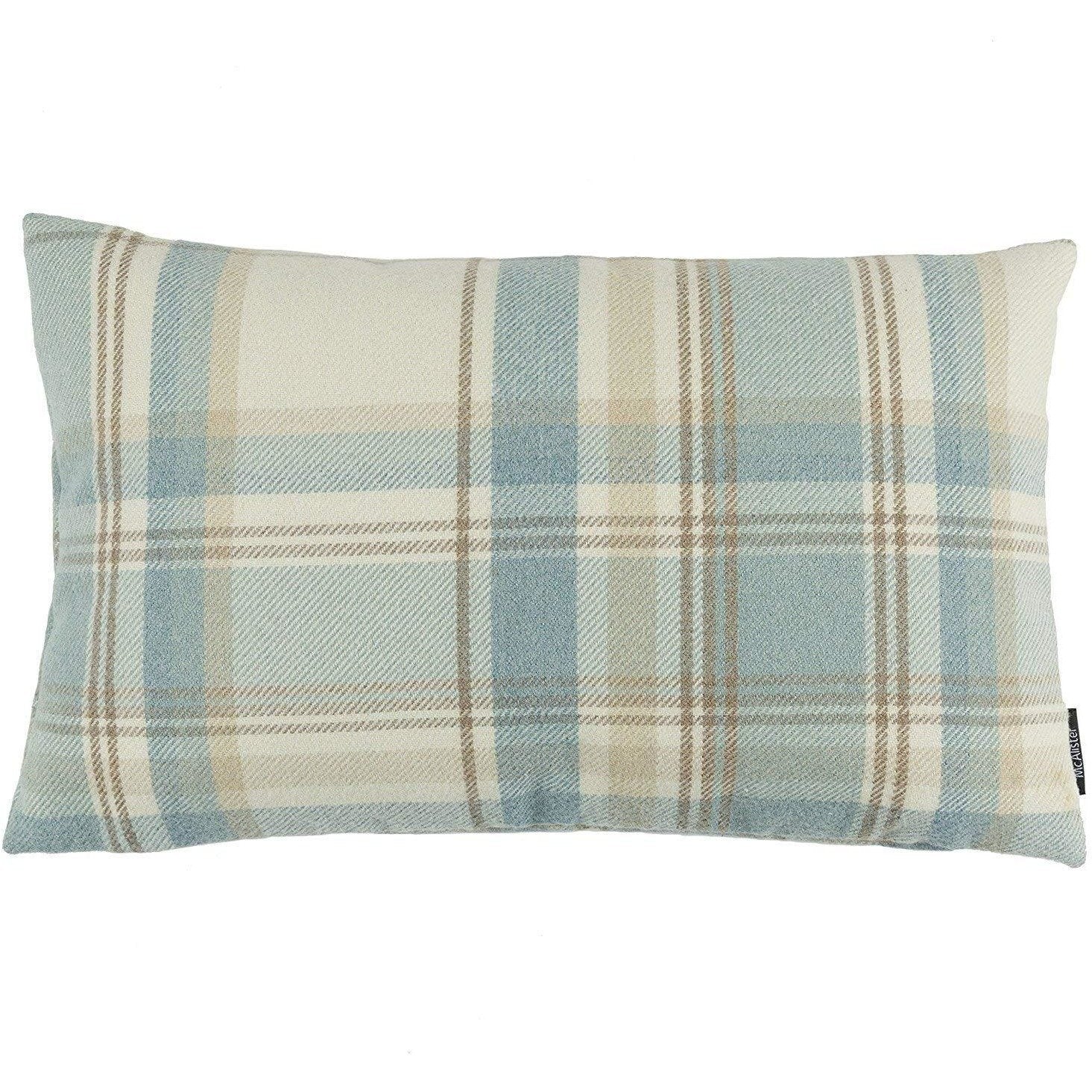 McAlister Textiles Heritage Duck Egg Blue Tartan Cushion Cushions and Covers Cover Only 50cm x 30cm 