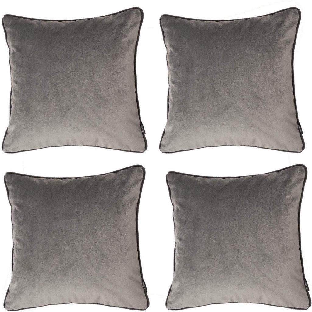 McAlister Textiles Matt Soft Silver Velvet 43cm x 43cm Cushion Sets Cushions and Covers Cushion Covers Set of 4 