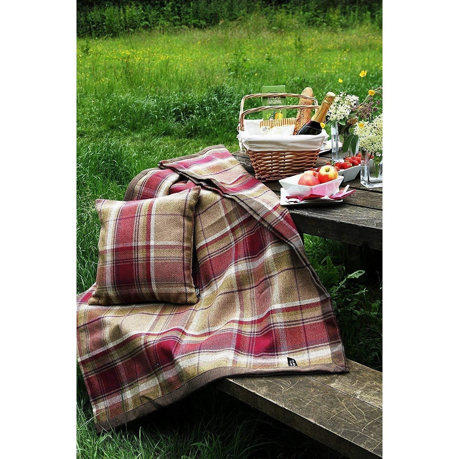 McAlister Textiles Heritage Purple + Green Tartan 43cm x 43cm Cushion Sets Cushions and Covers 