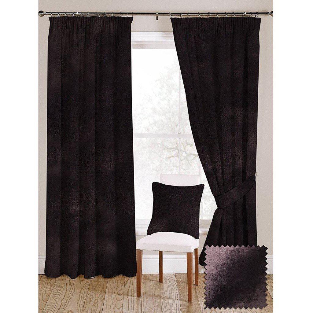 McAlister Textiles Aubergine Purple Crushed Velvet Curtains Tailored Curtains 116cm(w) x 182cm(d) (46" x 72") 