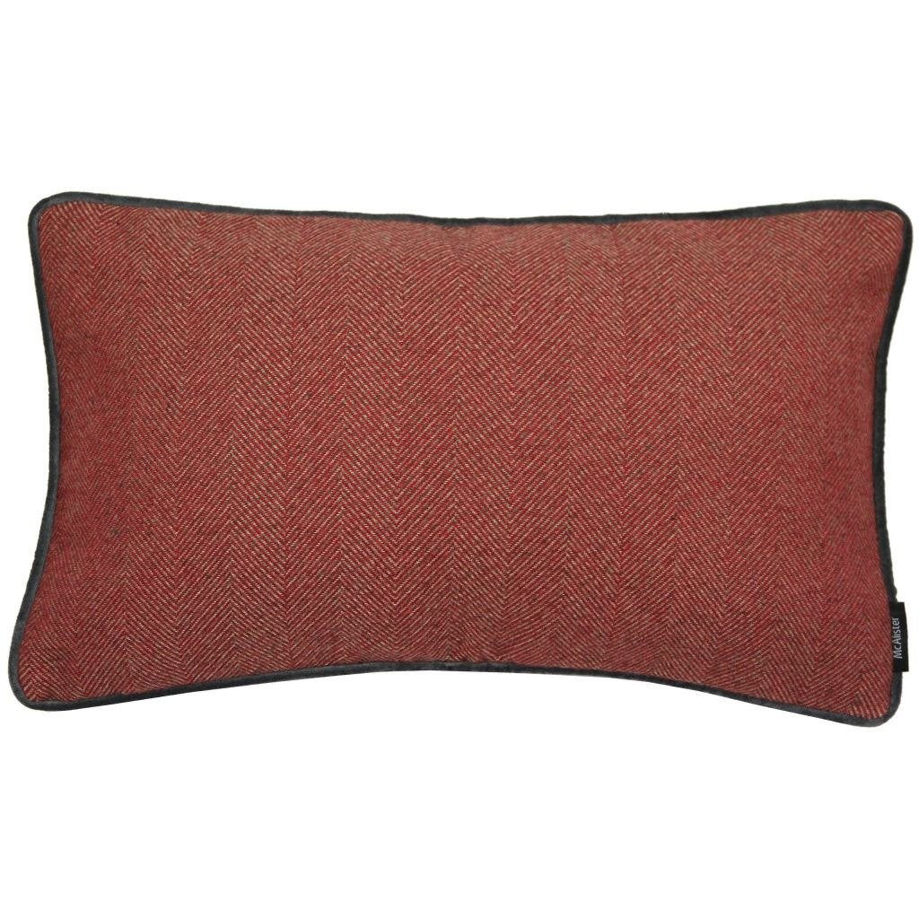 McAlister Textiles Herringbone Boutique Red + Grey Cushion Cushions and Covers Cover Only 50cm x 30cm 
