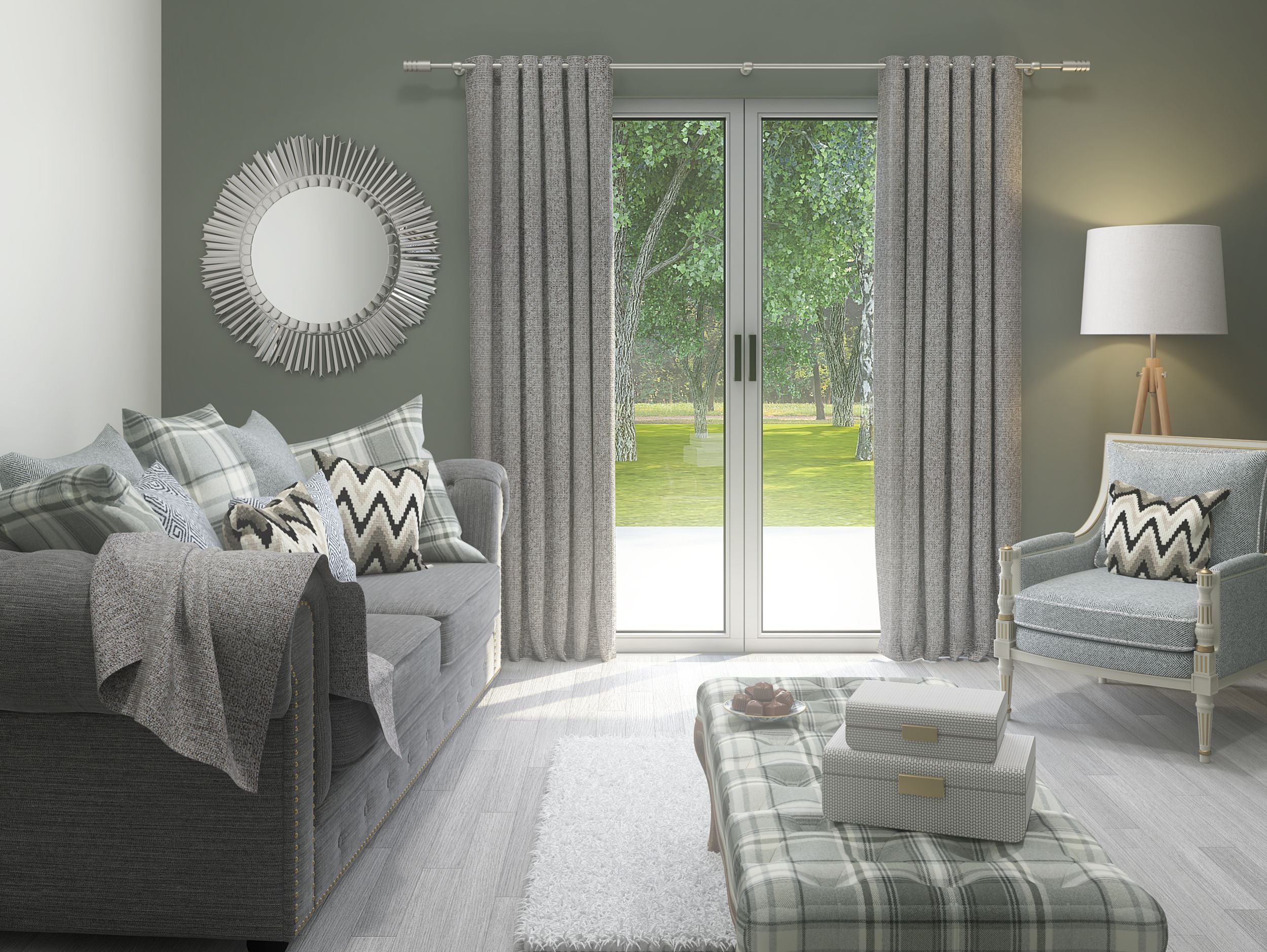 Highlands Textured Plain Charcoal Grey Curtains