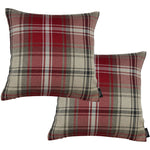 Load image into Gallery viewer, McAlister Textiles Angus Red + White Tartan 43cm 43cm Cushion Sets Cushions and Covers Cushion Covers Set of 2 
