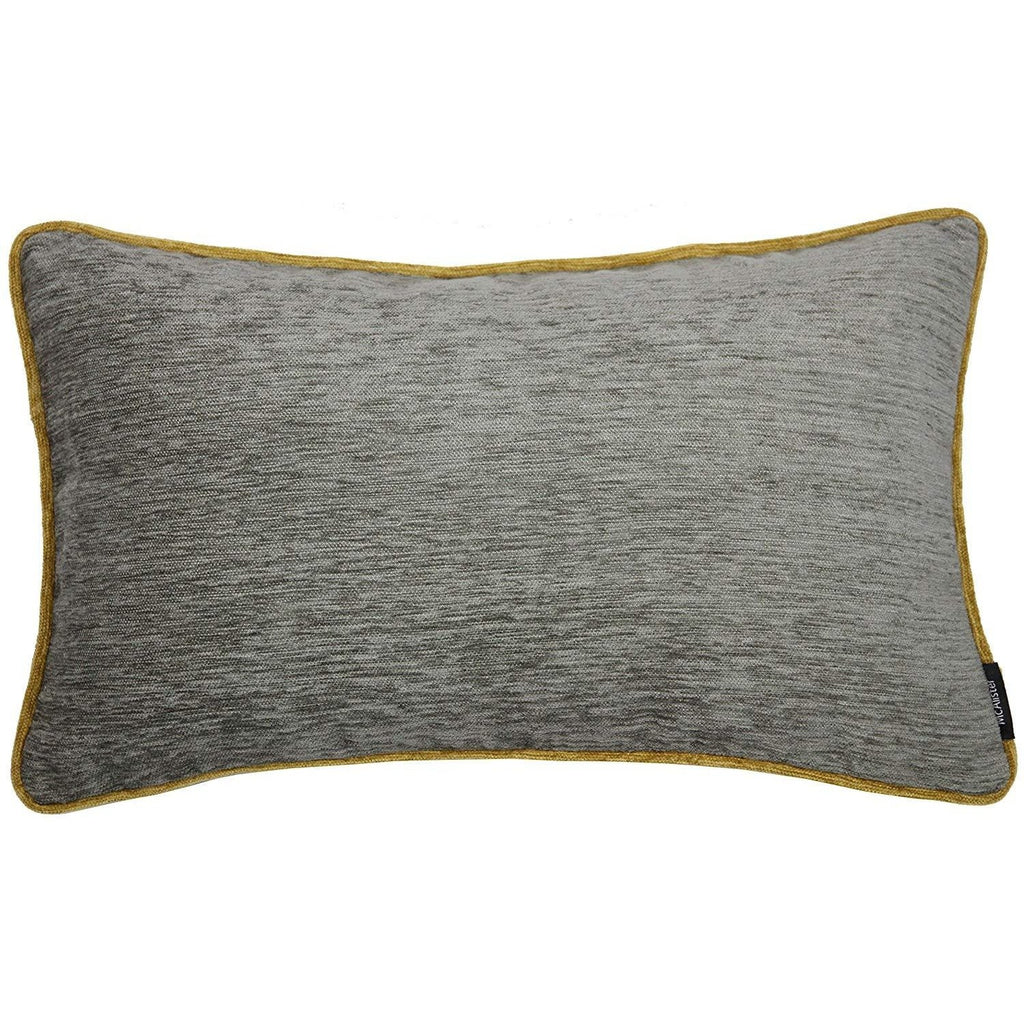 McAlister Textiles Alston Chenille Grey + Yellow Cushion Cushions and Covers Cover Only 50cm x 30cm 
