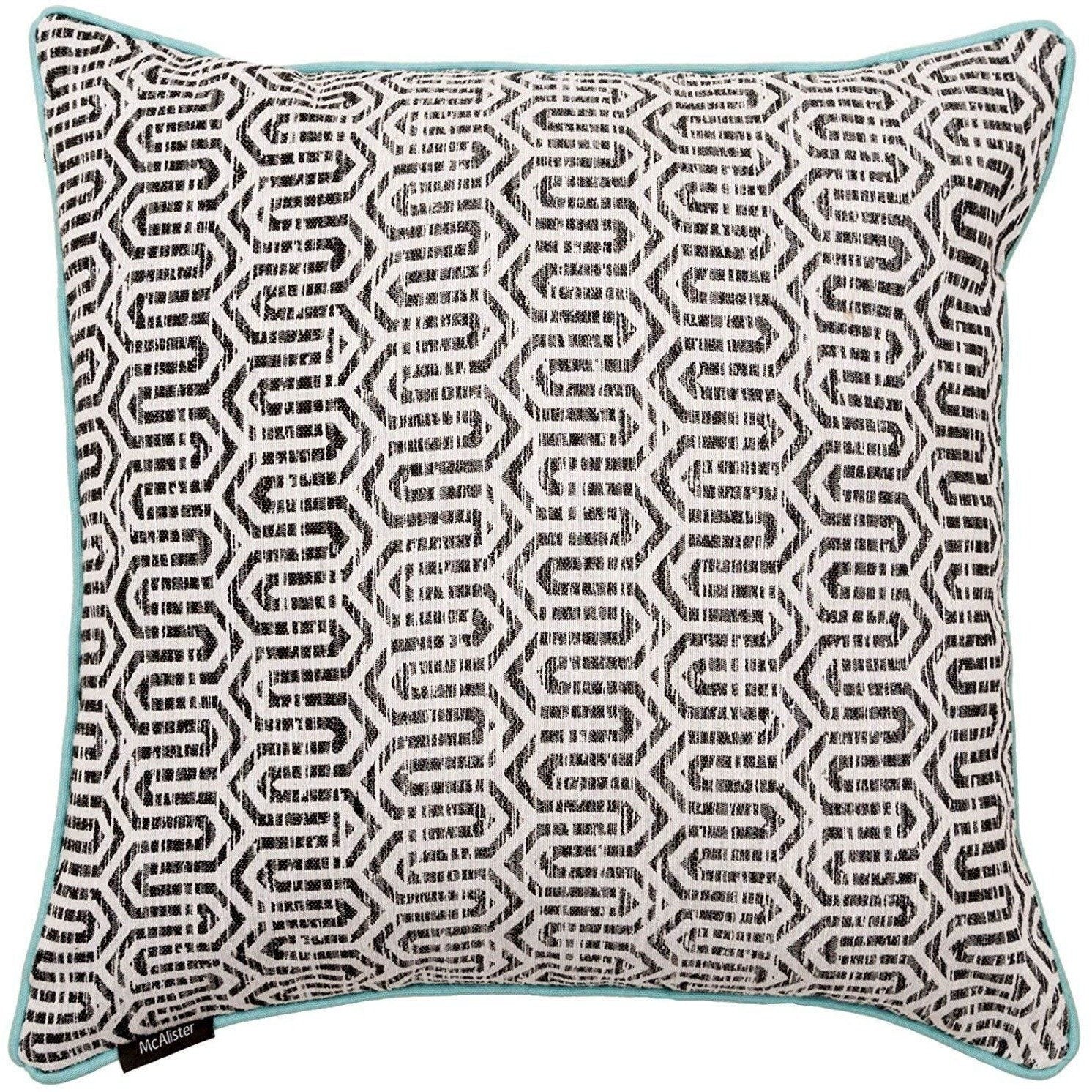 McAlister Textiles Aztec Geometric Black + White 43cm x 43cm Cushion Sets Cushions and Covers 