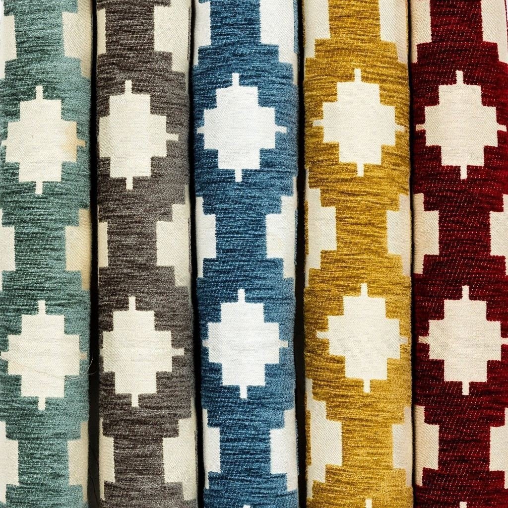 McAlister Textiles Arizona Geometric Yellow Curtains Tailored Curtains 