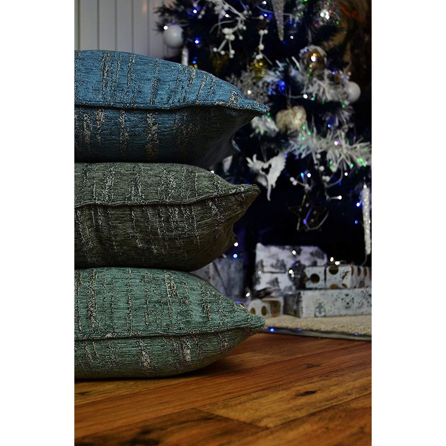 McAlister Textiles Textured Chenille Denim Blue Cushion Cushions and Covers 