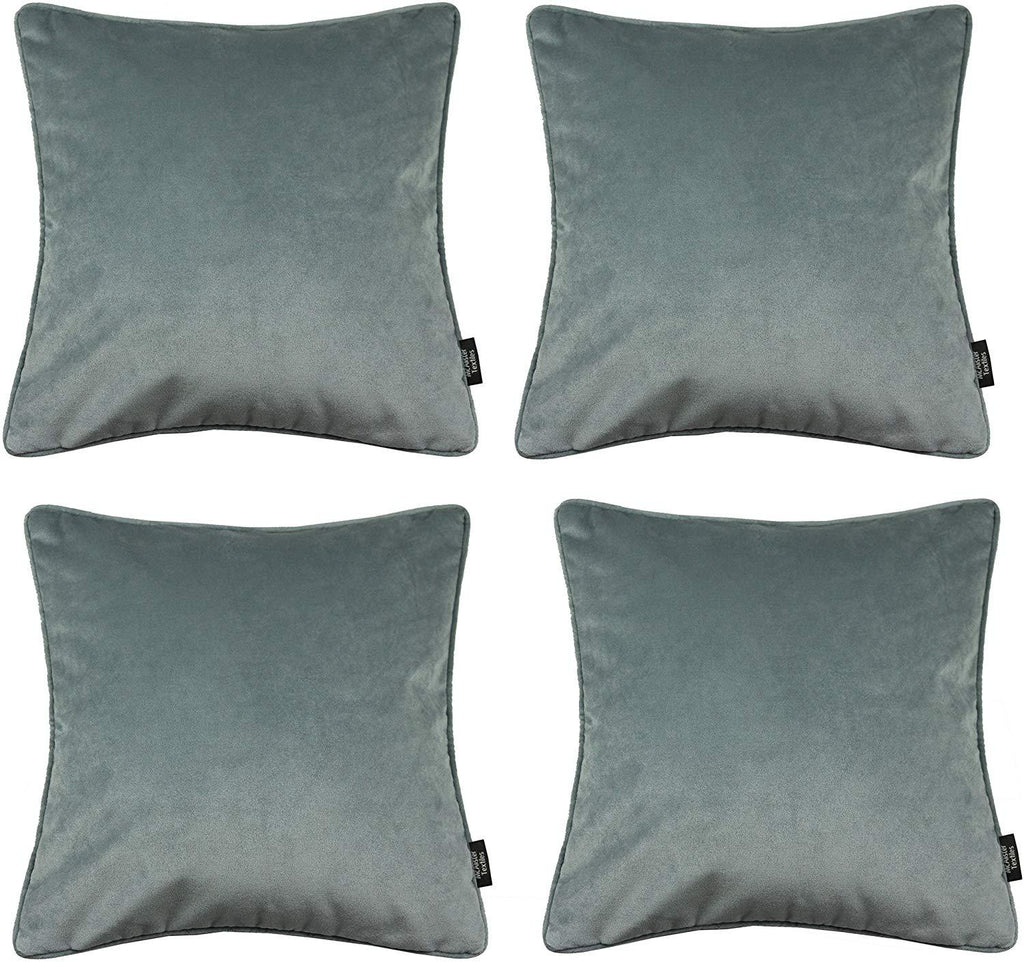 McAlister Textiles Matt Dove Grey Velvet 43cm x 43cm Cushion Sets Cushions and Covers Cushion Covers Set of 4 
