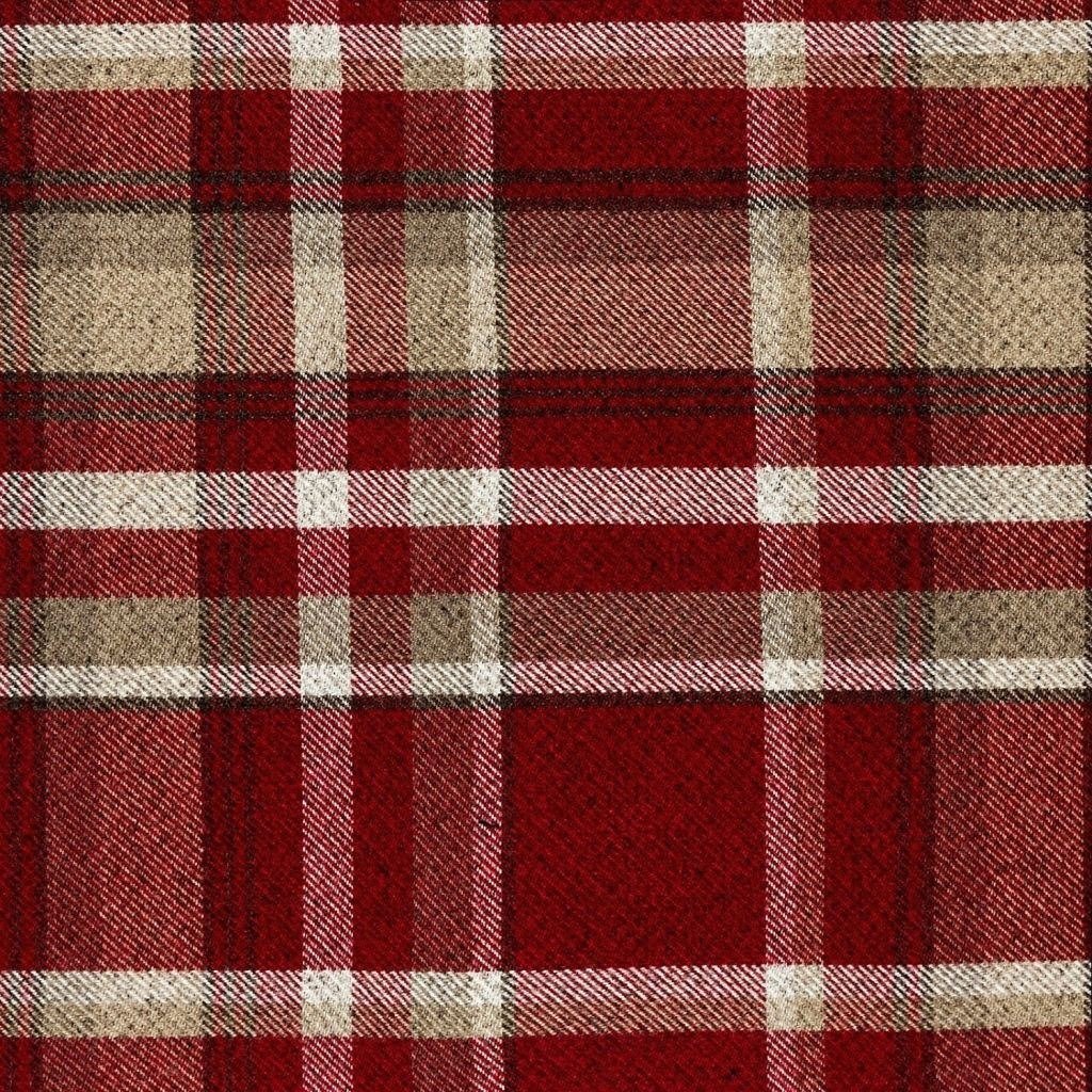 McAlister Textiles Heritage Tartan Red + White Curtain Fabric Fabrics 1 Metre 