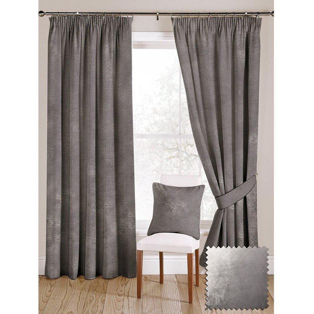 McAlister Textiles Silver Crushed Velvet Curtains Tailored Curtains 116cm(w) x 182cm(d) (46" x 72") 
