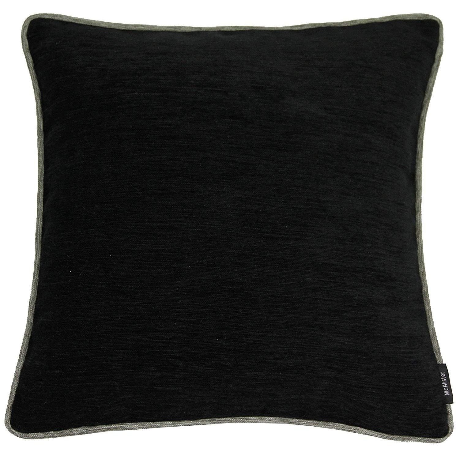 McAlister Textiles Alston Chenille Black + Grey Cushion Cushions and Covers Cover Only 43cm x 43cm 