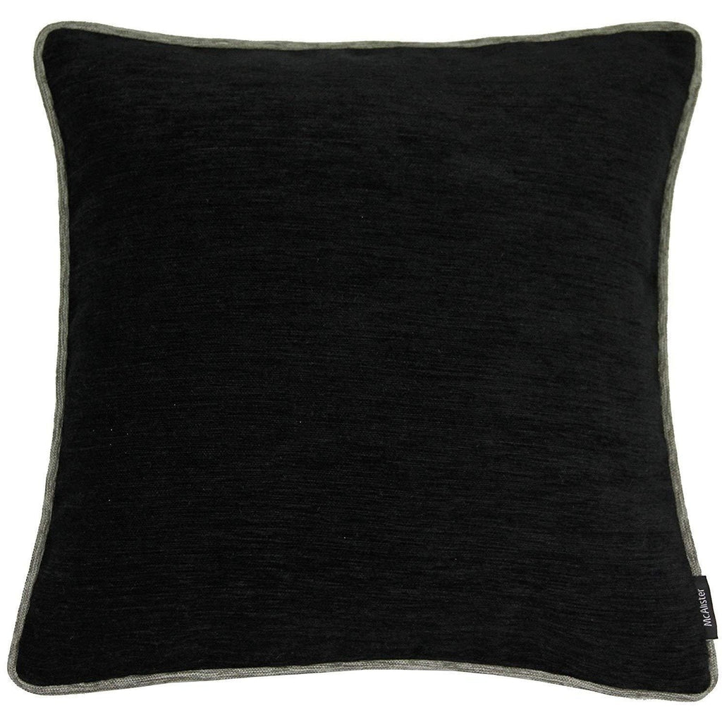 McAlister Textiles Alston Chenille Black + Grey Cushion Cushions and Covers Cover Only 43cm x 43cm