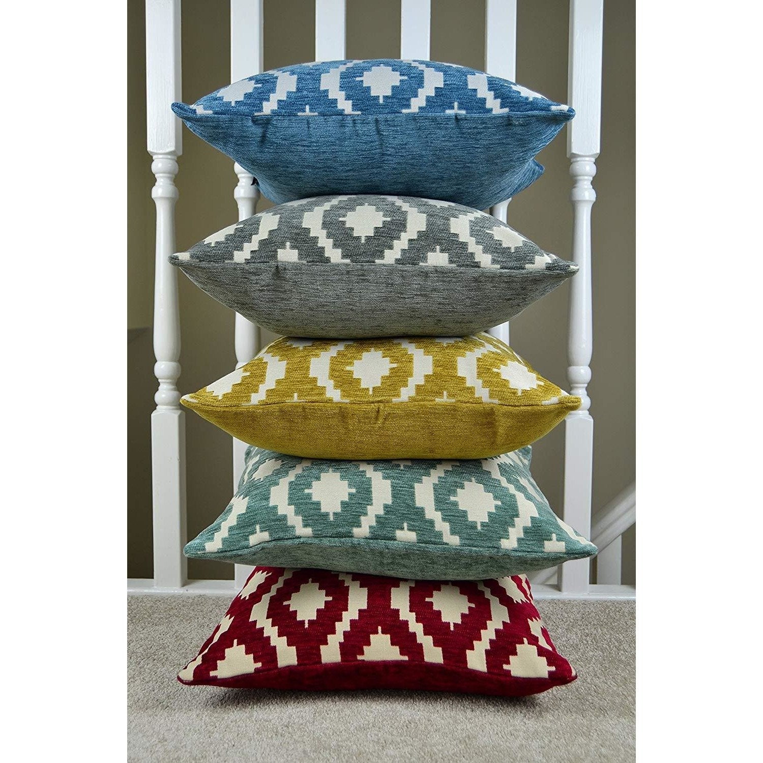 McAlister Textiles Arizona Geometric Duck Egg Blue Cushion Cushions and Covers 